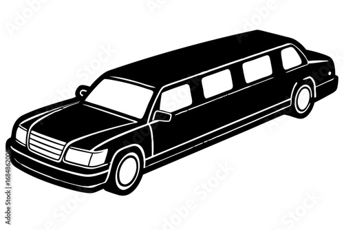 Isometric Black Limousine Outline Icon