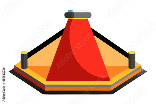 Exhibition Podium with Red Spotlight and Barrier Rope