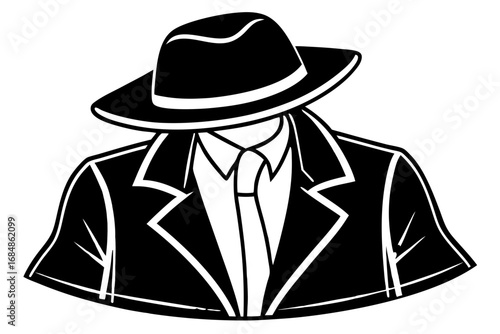  Mysterious Spy and Detective Icon, a Noir Silhouette of an Anonymous Agent