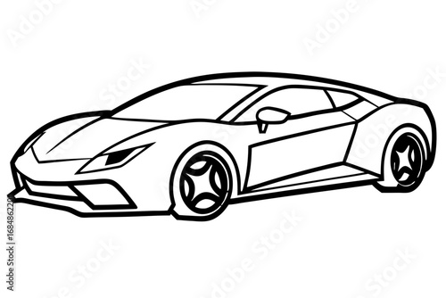 Sleek Modern Sports Car Line Art Illustration