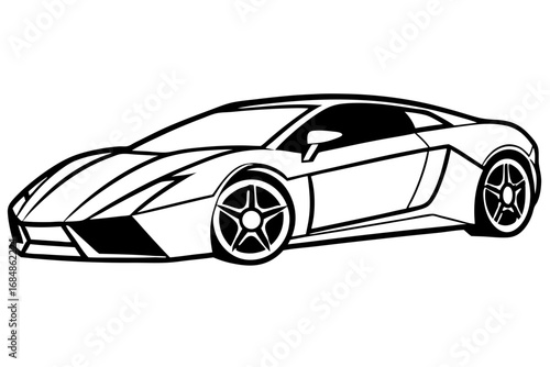 Sleek Modern Sports Car Line Art Illustration