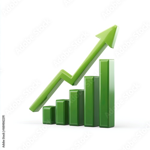 3D green bar graph with upward trend Free Download 3D green bar graph with upward trend - GFXLoad