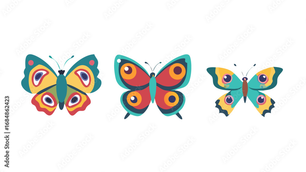 Obraz premium peacock-butterflies-icon-set