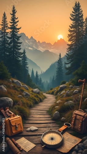 Mountain Trail Sunset - Wallpaper