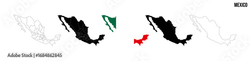Mexico map set. Vector EPS 10