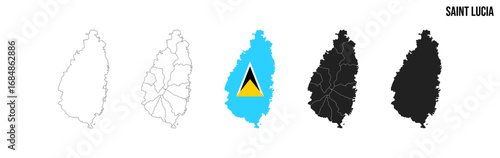 Saint Lucia map set. Vector EPS 10