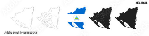Nicaragua map set. Vector EPS 10