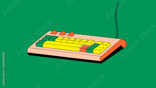 old-mechanical-keyboard-vector--beige--clunky--
