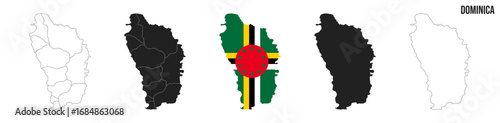 Dominica map set. Vector EPS 10