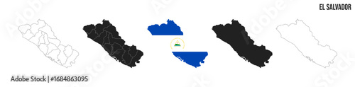 El Salvador map Set. Vector EPS 10