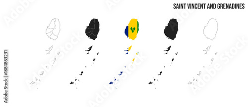 saint vincent and grenadines map set. Vector EPS 10
