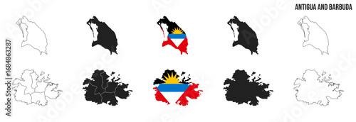 Antigua and Barbuda map set. Vector EPS 10
