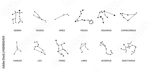 Zodiac constellations symbols set. Vector EPS 10