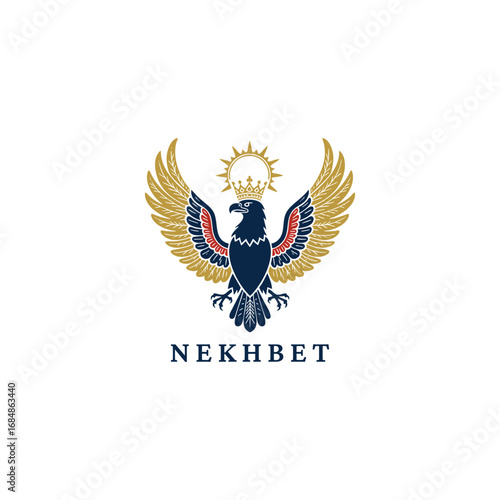 engraved logo of Nekhbet, the ancient Egyptian goddess vector template