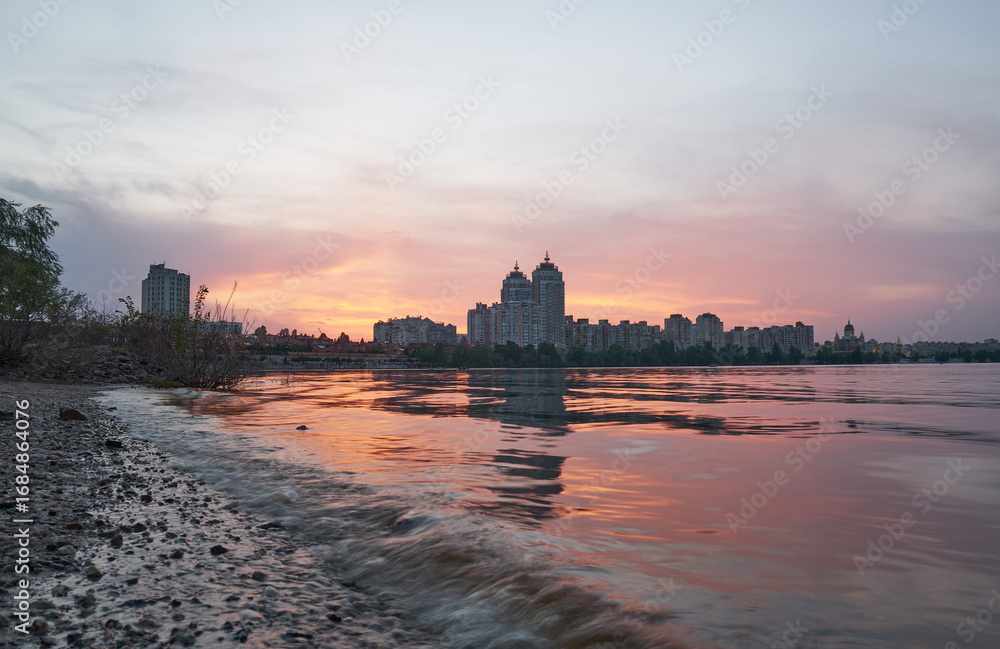 Fototapeta premium view on Dnipro river in Kyiv Ukraine