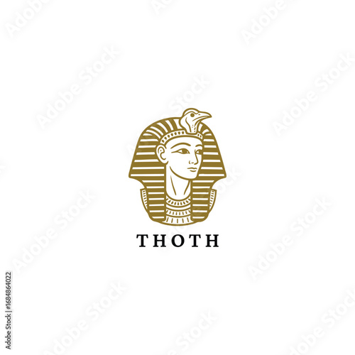engraved illustration of Thoth, the ancient Egyptian god of knowledge vector template
