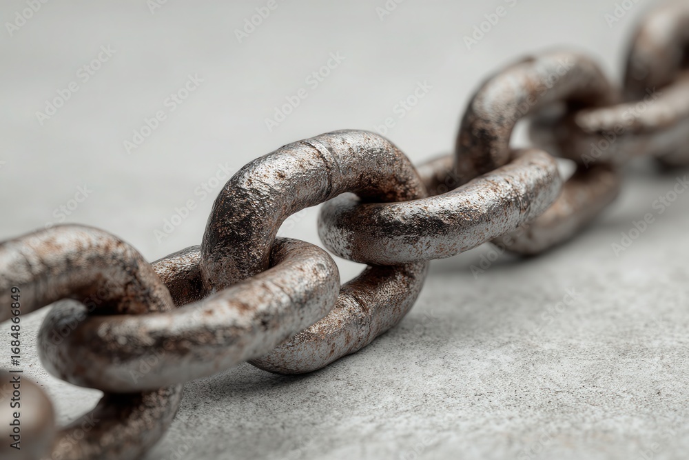 Fototapeta premium heavy industrial steel chain, matte gray metallic texture