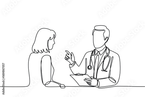 Doctor consulting patient with stethoscope and clipboard