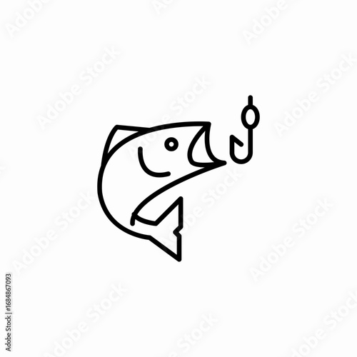 fishing hook fish icon sign vector