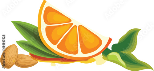 orange slice with leaves