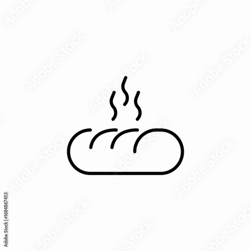 hot baguette loaf icon sign vector