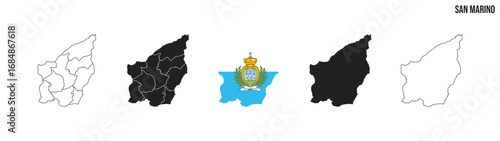 San Marino map set.Map of San Marino with flag.  Vector EPS 10