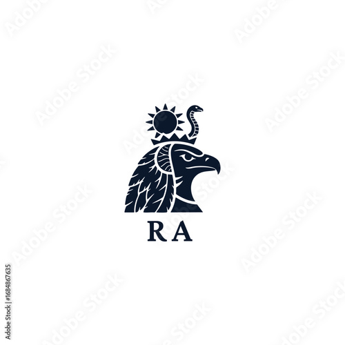 engraved illustration of Ra, the ancient Egyptian sun god vector template