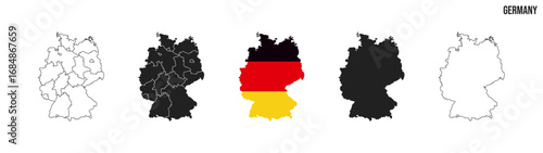 Germany map set. Map of Germany with flag.  Vector EPS 10