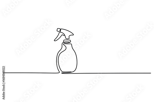 Spray Bottle One Line Art | Editable Stroke Vector | Cleaning Product Icon