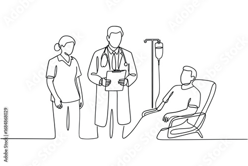 Medical team attending to patient receiving iv drip