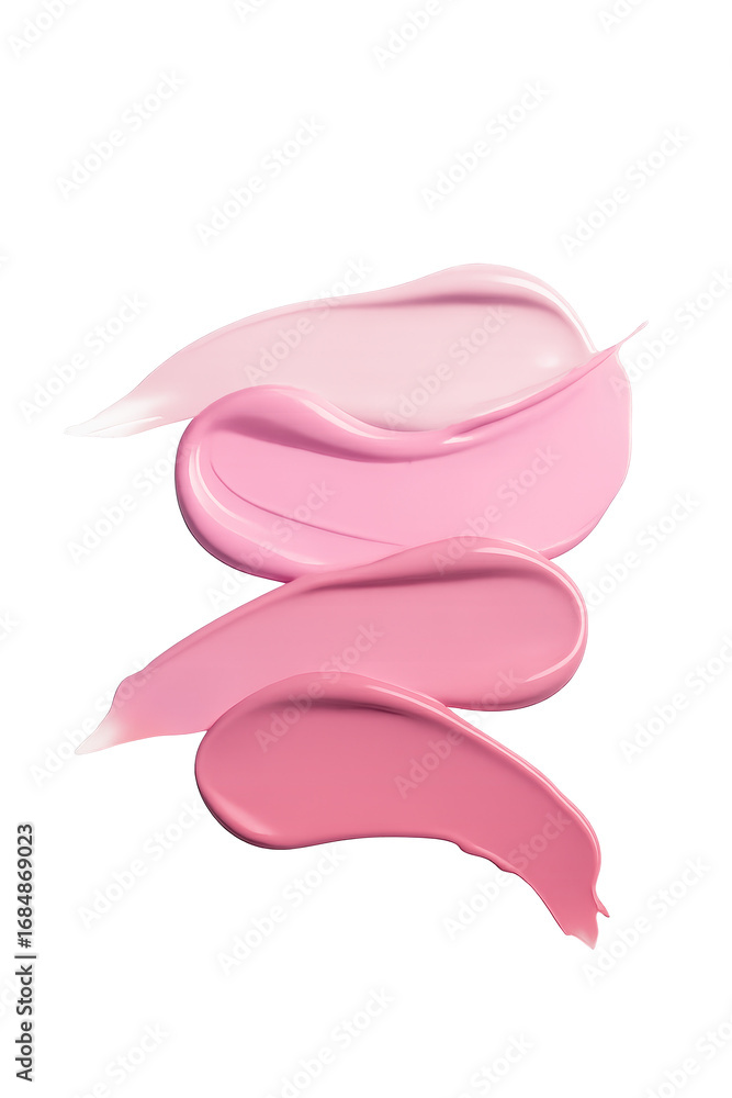 Obraz premium Pink Cream Swatches cosmetic texture smear set on glossy background 