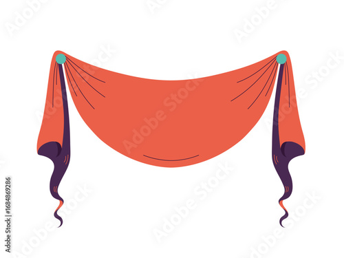 Vintage Halloween wall flag designed as tattered piece of fabric with torn edges and worn texture. Perfect for spooky party, haunted house decorations, eerie poster. Flat vector illustration.