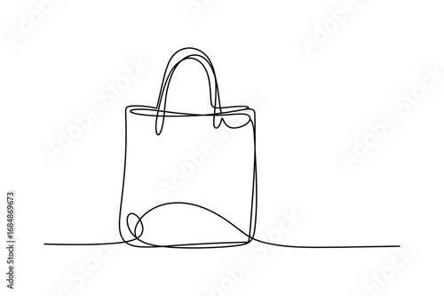 A continuous one-line art vector illustration of a shopping bag. The editable stroke makes this modern graphic perfect for retail, e-commerce