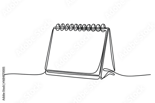 An editable stroke one-line art vector of a flip calendar. This unique continuous line art graphic is ideal for digital projects