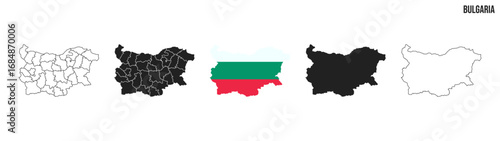 Bulgaria map set. Map of Bulgaria with flag.  Vector EPS 10