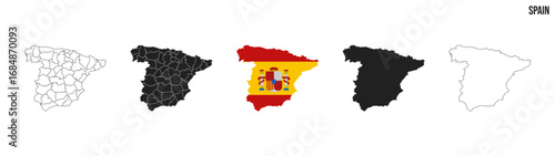 Spain map set. Map of Spain with flag.  Vector EPS 10
