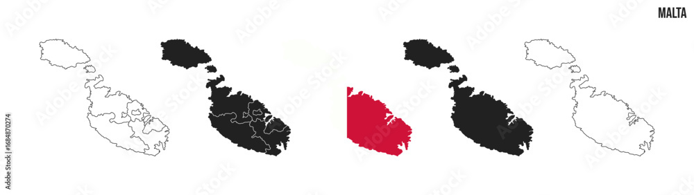 Fototapeta premium Malta map set. Map of Malta with flag. Vector EPS 10