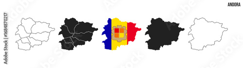 Andora map set. Map of Andora with flag.  Vector EPS 10