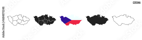 Czechia map set. Map of Czechia with flag.  Vector EPS 10