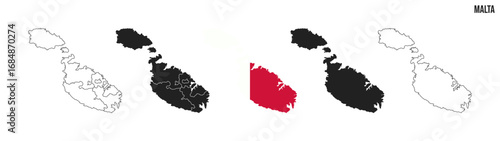 Malta map set. Map of Malta with flag.  Vector EPS 10