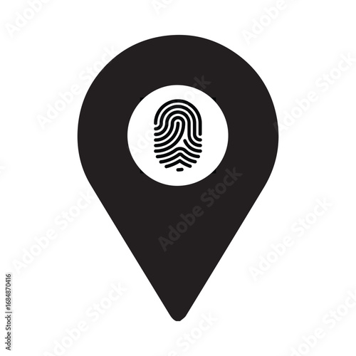 Fingerprint Location Pin Vector Icon for Security and Identification