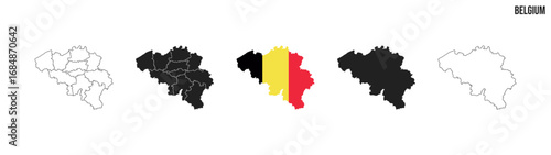 Belgium map set. Map of Belgium with flag.  Vector EPS 10