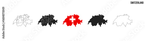 Switzerland map set. Map of Switzerland with flag.  Vector EPS 10