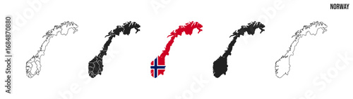 Norway map set. Map of Norway with flag.  Vector EPS 10