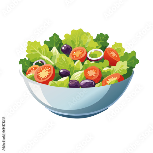 bowl of fresh vegetables and salad vector graphic design