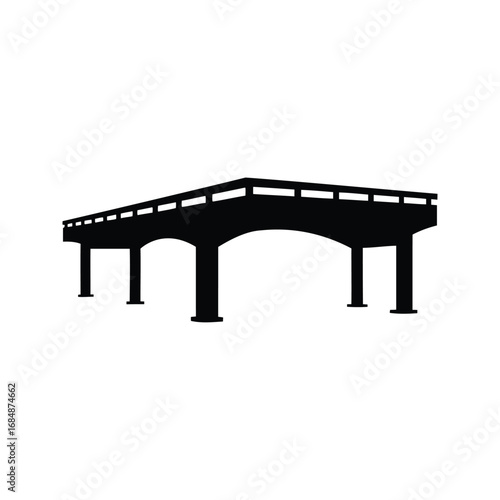 Monochromatic silhouette of an elevated bridge showcasing architectural design and structure, overpass bridge silhouette vector illustration
