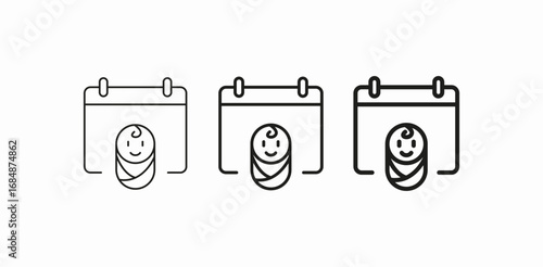 baby born calendar icon sign vector