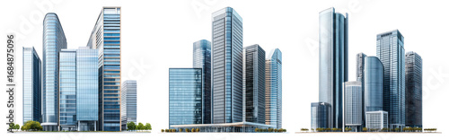 PNG Modern urban skyscraper architecture, element set on transparent background