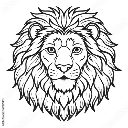 Majestic lion head emblem with detailed mane and fierce expression symbolizing strength power and royalty vector
