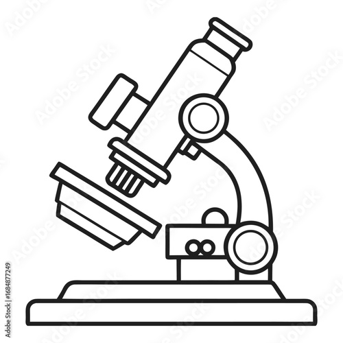 Detailed outline of a scientific microscope essential for laboratory research and educational purposes vector